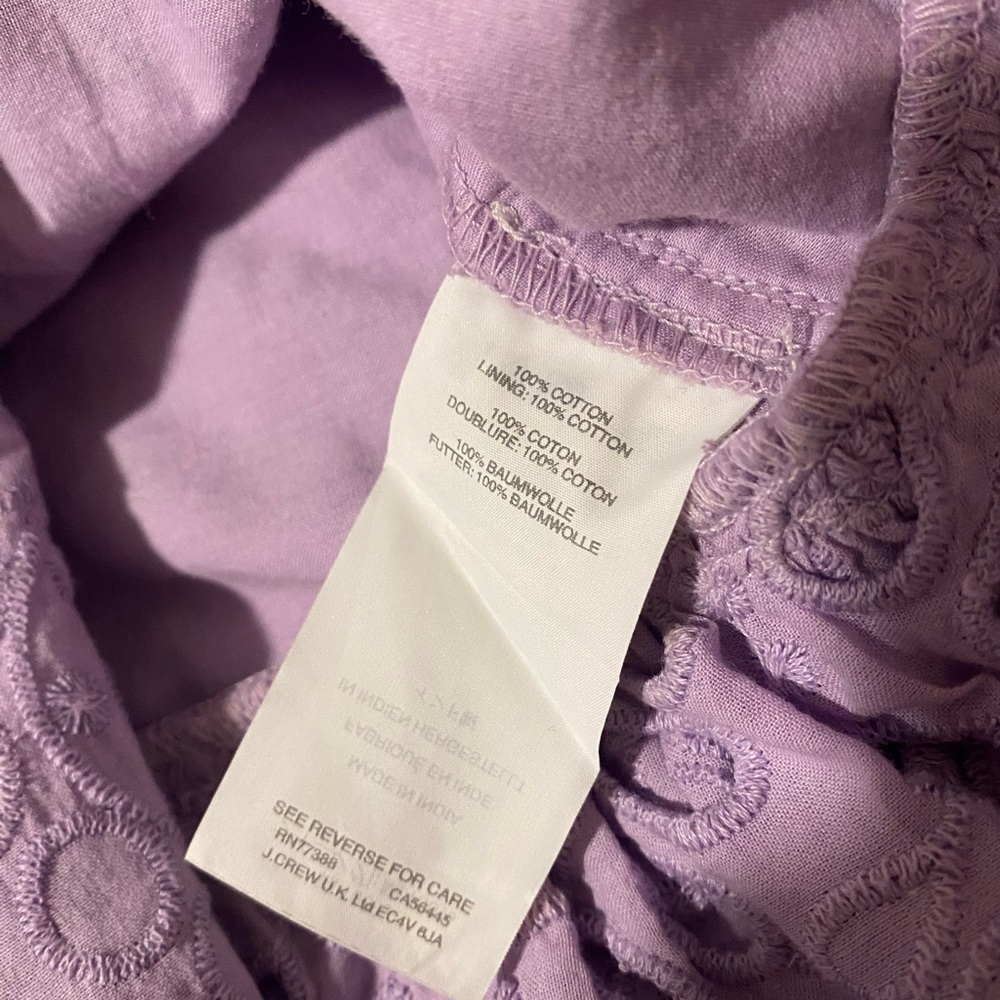 J.Crew Lace Tie Strap Tank 100% Cotton - Lavender - Size 4 - Picture 3 of 5